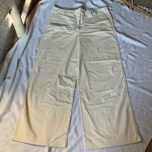 J. Crew ivory Trousers wide leg size 14 cotton twill soft new with tags!